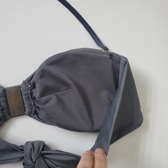KENNETH COLE NY Bikini Top Gray Faceted Smokey Faux Stones Beachy Poolside Party - Picture 6 of 6
